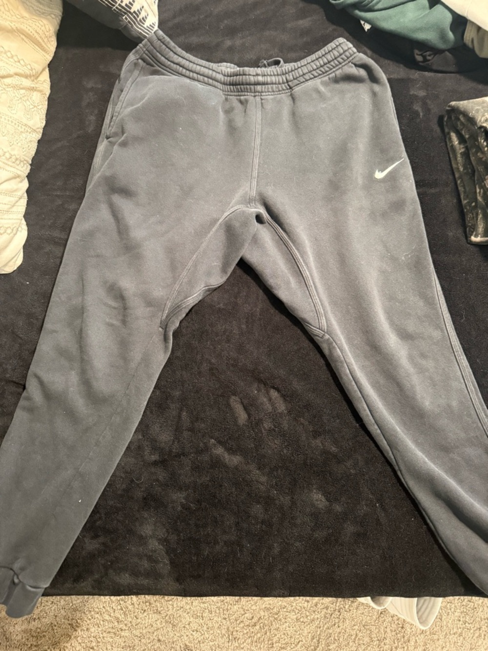 Nike Men's Charcoal Gray Sweatpants with White Swoosh